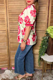 Trendy floral print short sleeve women's boutique top Southern Stitch GJQ17388(FS5)