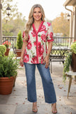 Trendy floral print short sleeve women's boutique top Southern Stitch GJQ17388(FS5)