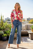 Trendy floral print short sleeve women's boutique top Southern Stitch GJQ17388(FS5)