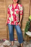 Trendy floral print short sleeve women's boutique top Southern Stitch GJQ17388(FS5)