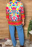 Chic abstract patterns 3/4 sleeve women's boutique top Southern Stitch HQ17393