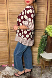 Chic brown dots & checkered women's boutique top Southern Stitch GJQ17422