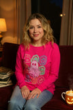 Halloween BOO & ghost hot pink long sleeve women sweat shirt BQ16016 DS9