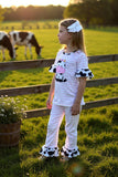 Pink cow printed girl set w/ruffle detail 11130MZ (A1S9)