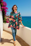Multi color floral printed poncho casual loose women blouse GJQ16326