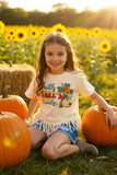 DLH2645 Faith pumpkin bell sleeve girls top with fringe wholesale 9S4