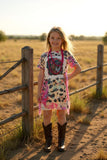 LETS GO Cowgirl boots & hat printed girl dress w/fringe tassels DLH2302 (A2S8)