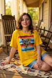 Western serape & sunflower printed yellow short sleeve t-shirt DLH9966 IS22