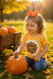 DLH2589 Fall Vibes & sunflower prints yellow girls top 9S4