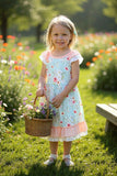 Floral printed girl dress w/ruffle hem 1167WY (A2S2)