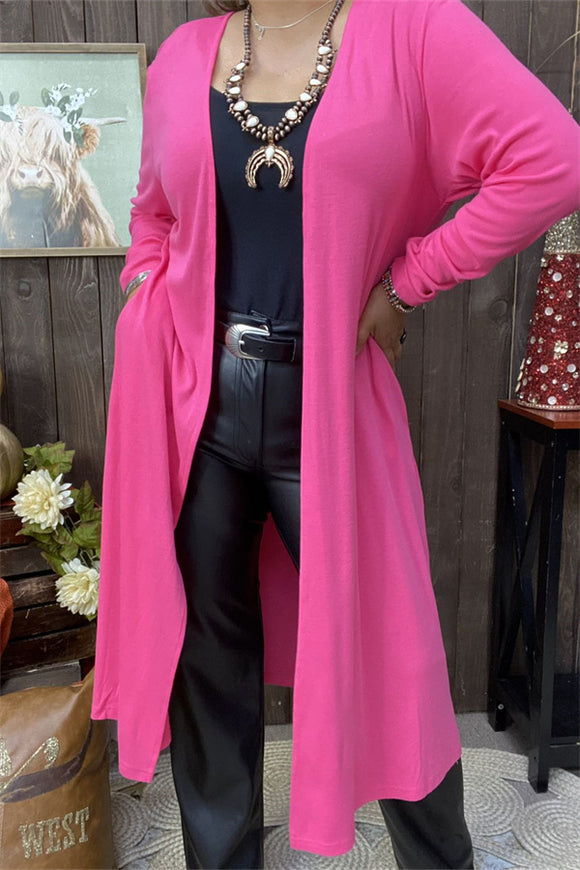 XCH15660 Pink soft material women cardigan w/long sleeve