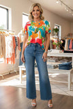 Chic floral double ruffle short sleeve women top Southern Stitch GJQ16389 BS2