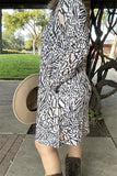 BQ15488 Multi color leopard printed w/side pockets long sleeve women dresses