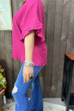 GJQ15661 Plum Bell w/ruffle short sleeve  loose women blouse