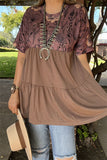 Women's clothing suppliers online floral printed & tan baby doll women blouse GJQ15652