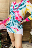 GJQ8989 Multi color spiral tie dyed women top w/3/4 sleeves