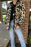 BQ15490 Black/beige leopard w/front pockets&buttons long sleeve women coats/jackets wholesale