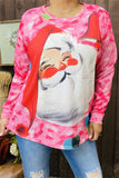 DLH15340 Santa claus graphic printed long sleeve women tops