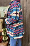 DLH14505 Aztec printed winter long sleeve woolen women coat w/pockets wholesale