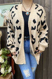 MY15287 Mom and me Black leopard printed beige color long sleeve/tighten cuff knitted fabric women sweater/cardigan (Copy)