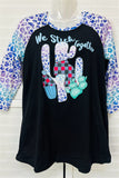 DLH10132 WE STICK TOGETHER cactus&leopard multi color printed 3/4 women's top IS8