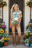PERFECTLY IMPERFECT Animal & sunflower short sleeve women t-shirt XCH12387 (GS11)