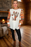 Western White Cactus & Aztec printed long sleeve women t-shirt XCH10516 (GS4)