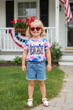 AMERICAN BABE 4th July short sleeve girls top XCH0899-7H A9S5