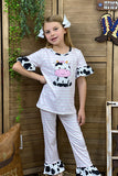 Pink cow printed girl set w/ruffle detail 11130MZ (A1S9)
