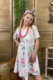 Floral printed short sleeve girl dress 1132WY (A1S5)