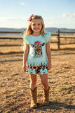 Western MOODY cow printed top leopard shorts girls boutique set 1133WY/CLE