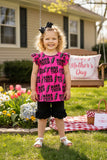 Buy children clothes "MAMA TRIED" fuchsia top & shorts 2pc ruffle set 1145WY (A3S2)