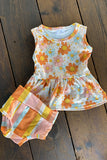 1152WY Wholesale floral& stripe printed 2pcs baby set