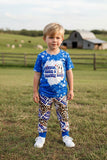 Western blue baseball & leopard printed kids boutique set 11898MZ A9S6