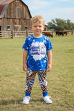 Western blue baseball & leopard printed kids boutique set 11898MZ A9S6