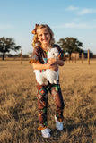 Western brown bull & cactus & aztec girls boutique sets 11907MZ (A1S9)