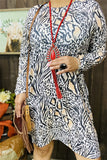 BQ15488 Multi color leopard printed w/side pockets long sleeve women dresses