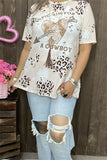 XCH14648 A COWBOY heart & arrow leopard printed short sleeve women top