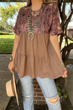 Women's clothing suppliers online floral printed & tan baby doll women blouse GJQ15652
