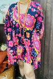 BQ15410 Paisley multi color printed 3/4 sleeve/elastic cuff side pockets women dresses