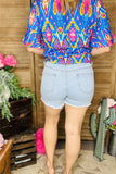 S016 Denim washed white blue women shorts