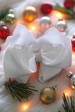White double layer hair bows 7.5" with rhinestones (4PCS/$10.00)