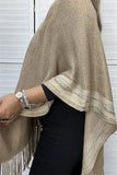 TTY11096 Coffee & multi color shawl w/tassels for women