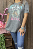 XCH14272 "WILD WEST RODEO"Western short sleeve gray women tops( CS10)