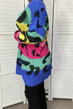 MY13437 Multi color leopard knitted long sleeve women sweater/tunic