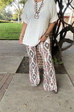 GJQ15654 Aztec multi color printed tighten/long bell bottom women pants