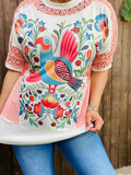 Multi-color printed/lace short-sleeves women top BQ14811
