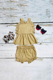 Western brown ruffle top & shorts baby boutique set DLH2377 (A14S7)