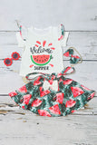 Watermelon short sleeve top & skirts girls outfit sets 230125M A8S1