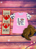 DLH2569 "LOVE" bull & leopard print short sleeve girls t-shirts